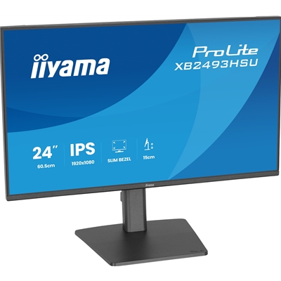 iiyama PROLITE XB2493HSU-B1 24 inch IPS Monitor, Full HD, 1ms, USB Hubx2, HDMI, DisplayPort, Freesync, 120Hz, Speakers, Black, ACR, Internal PSU, VESA, Height Adjustable image 5