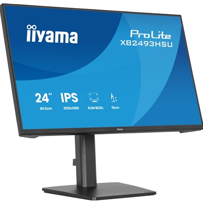 iiyama PROLITE XB2493HSU-B1 24 inch IPS Monitor, Full HD, 1ms, USB Hubx2, HDMI, DisplayPort, Freesync, 120Hz, Speakers, Black, ACR, Internal PSU, VESA, Height Adjustable image 6