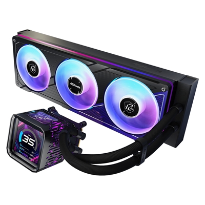 ASRock Phantom Gaming 360 LCD AIO Liquid CPU Cooler, 360mm Radiator, Triple 120mm PWM ARGB Fans, LCD Display, Intel LGA1700/1851 & AMD AM5/AM4 Compatible image 2