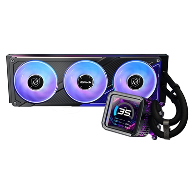 ASRock Phantom Gaming 360 LCD AIO Liquid CPU Cooler, 360mm Radiator, Triple 120mm PWM ARGB Fans, LCD Display, Intel LGA1700/1851 & AMD AM5/AM4 Compatible image 3