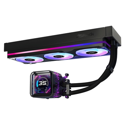 ASRock Phantom Gaming 360 LCD AIO Liquid CPU Cooler, 360mm Radiator, Triple 120mm PWM ARGB Fans, LCD Display, Intel LGA1700/1851 & AMD AM5/AM4 Compatible image 4