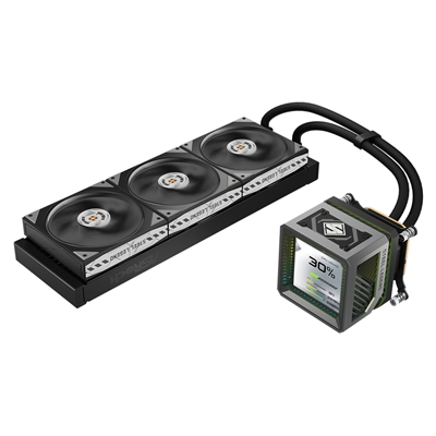 ASRock Steel Legend Dark 360 LCD AIO Liquid CPU Cooler, 360mm Radiator, Triple 120mm PWM ARGB Fans, LCD Display, Intel LGA1700/1851 & AMD AM5/AM4 Compatible image 5