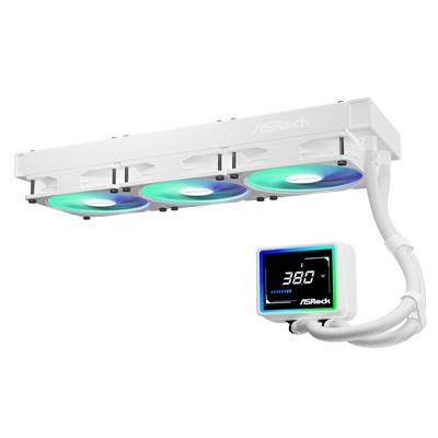 ASRock Challenger 360 Digital White AIO Liquid CPU Cooler, 360mm Radiator, Triple 120mm PWM ARGB Fans, 3? Digital Display, Intel LGA1700/1851 & AMD AM5/AM4 Compatible image 4