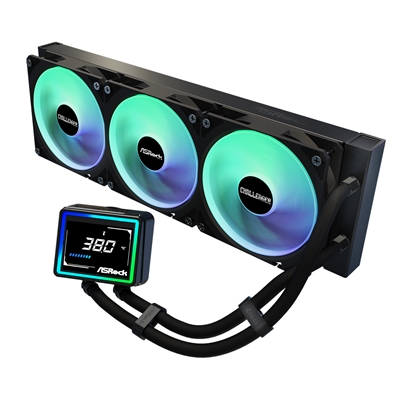 ASRock Challenger 360 Digital AIO Liquid CPU Cooler, 360mm Radiator, Triple 120mm PWM ARGB Fans, 3? Digital Display, Intel LGA1700/1851 & AMD AM5/AM4 Compatible image 2