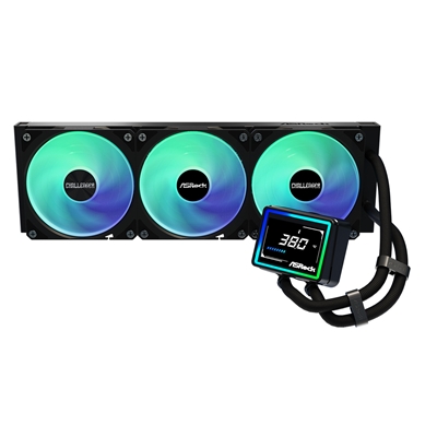 ASRock Challenger 360 Digital AIO Liquid CPU Cooler, 360mm Radiator, Triple 120mm PWM ARGB Fans, 3? Digital Display, Intel LGA1700/1851 & AMD AM5/AM4 Compatible image 3