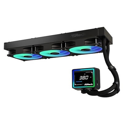 ASRock Challenger 360 Digital AIO Liquid CPU Cooler, 360mm Radiator, Triple 120mm PWM ARGB Fans, 3? Digital Display, Intel LGA1700/1851 & AMD AM5/AM4 Compatible image 4