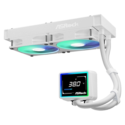 ASRock Challenger 240 Digital AIO Liquid CPU Cooler, 240mm Radiator,White, Dual 120mm PWM ARGB Fans, 3" Digital Display, Intel LGA1700/1851 & AMD AM5/AM4 Compatible image 4