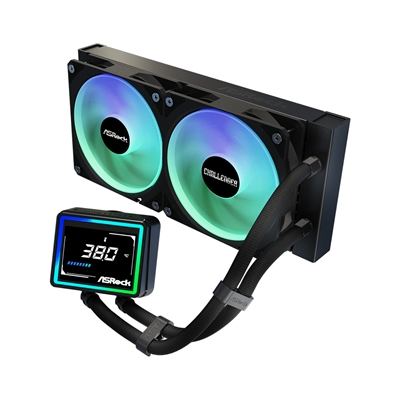 ASRock Challenger 240 Digital AIO Liquid CPU Cooler, 240mm Radiator, Dual 120mm PWM ARGB Fans, 3" Digital Display, Intel LGA1700/1851 & AMD AM5/AM4 Compatible image 2
