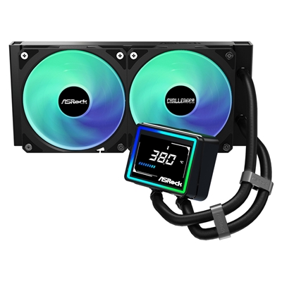 ASRock Challenger 240 Digital AIO Liquid CPU Cooler, 240mm Radiator, Dual 120mm PWM ARGB Fans, 3" Digital Display, Intel LGA1700/1851 & AMD AM5/AM4 Compatible image 3