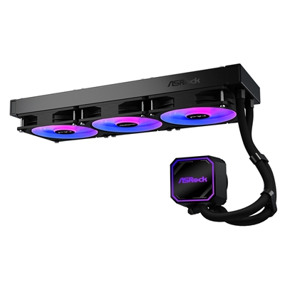 ASRock Pro 360 ARGB AIO Liquid CPU Cooler, 360mm Radiator, Triple 120mm PWM Fans, Addressable RGB, Intel LGA1700/1851 & AMD AM5/AM4 Compatible image 3