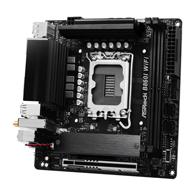 ASRock B860I WiFi Intel 1851 Socket Motherboard, Mini-ITX, 2x DDR5 Slots, 2x M.2 Socket, 2.5GbE + 1GbE LAN, Wi-Fi 6E, 1x DisplayPort / 1x HDMI Port image 3