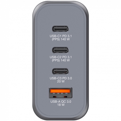 Verbatim (32203) GNC-140 GaN Charger 140W with 2 x USB-C PD 140W / 1 x USB-C PD 20W / 1 x USB-A QC 3.0 (EU/UK/US) image 2