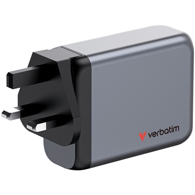 Verbatim (32202) GNC-100 GaN Charger 100W with 2 x USB-C PD 100W / 1 x USB-C PD 65W / 1 x USB-A QC 3.0 (EU/UK/US) image 3