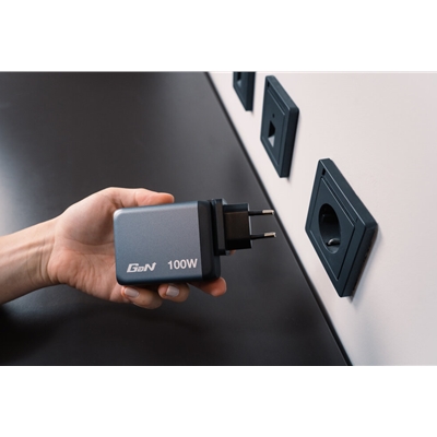 Verbatim (32202) GNC-100 GaN Charger 100W with 2 x USB-C PD 100W / 1 x USB-C PD 65W / 1 x USB-A QC 3.0 (EU/UK/US) image 5