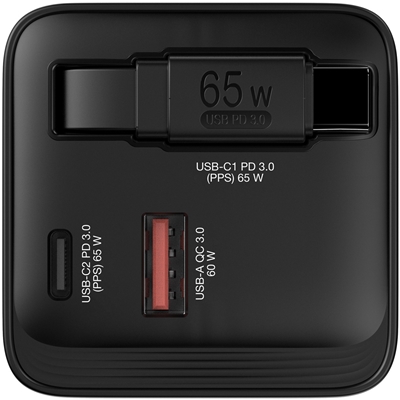 Verbatim (32217) GaN Wall Charger 65W 2 Port with Retractable Cable image 2