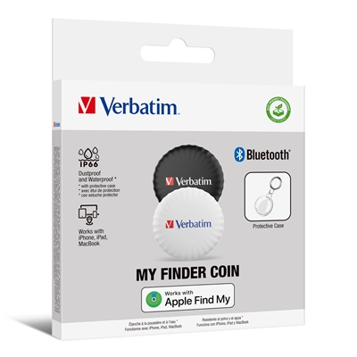 Verbatim (32134) MYFC-02BW My Finder Coin Bluetooth Item Finder 2 pack Black / White image 2