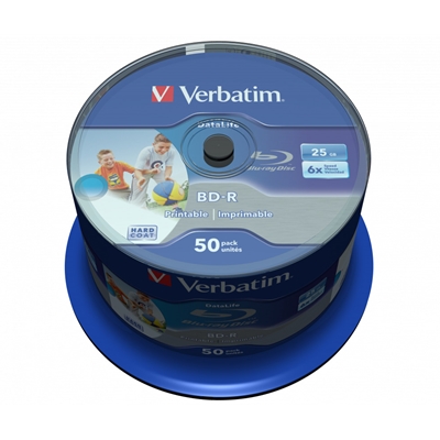 Verbatim (43812) BD-R SL Datalife 25GB 6X 50 Pack Spindle Wide Printable No ID image 2