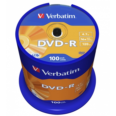 Verbatim (43549) DVD-R 16X 100 Pack Spindle 4.7GB Matt Silver image 2