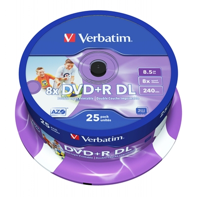 Verbatim (43667)DVD+R Double Layer 8.5GB 8X Wide Printable 25 Pack Spindle No ID image 2