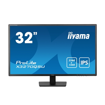 iiyama PROLITE X3270QSU-B1 32 Inch IPS Monitor, Black, 2560x1440, 3ms, 100hz, FreeSync, HDMI, Display Port, USB Hub, Speakers, Int PSU, VESA image 2
