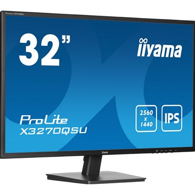 iiyama PROLITE X3270QSU-B1 32 Inch IPS Monitor, Black, 2560x1440, 3ms, 100hz, FreeSync, HDMI, Display Port, USB Hub, Speakers, Int PSU, VESA image 3