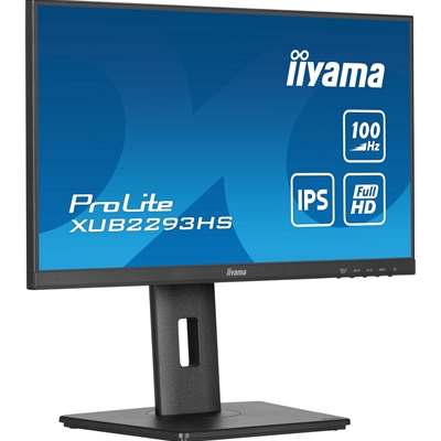 iiyama PROLITE XUB2293HS-B6 22 inch IPS Monitor, Full HD, 1ms, HDMI, DisplayPort, Freesync, 100Hz, Speakers, Black, Internal PSU, Height Adjust, Pivot, ACR, VESA image 2