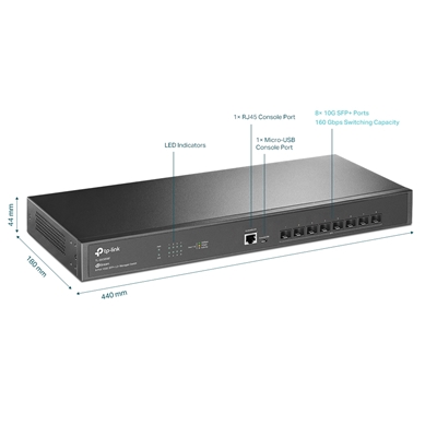 TP-Link JetStream TL-SX3008F 8-Port Metal 10GE SFP+ L2+ Managed Switch image 5