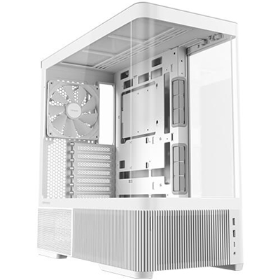 ANTEC Constellation C6 AirA Mid-Tower Gaming PC Case - 2 x 120mm PWN Reverse fans, 1 x 140 PWN fan at rear, Curved Glass Desgin with 3-sided Tempered Glas, ATX/Micro-ATX/ITX - White
