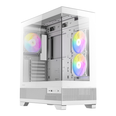 Antec CX500M CX700 Mid Tower Gaming Case, 1 x USB Type-C / 1 x USB 3.0, Tempered Glass Front and Side Window Panel, Supports Vertical Cooling, 3 x Pre-Installed RGB LED Fans, ATX, Micro-ATX, ITX Compatible