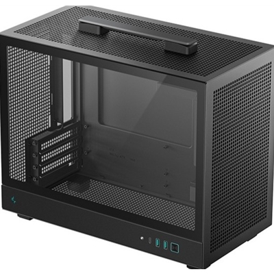 DeepCool CH160 PLUS Micro-ATX Mini Tower PC Case, Tempered Glass, High-Airflow Mesh Design, USB-C & USB 3.0 Front I/O, Supports ATX PSU & 305mm GPU, Black