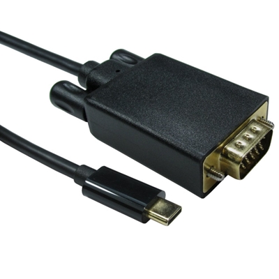 USB-C to VGA 1080P 60HZ  1 Meter Black Data Cable