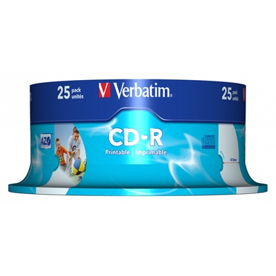 Verbatim (43439) CD-R Wide Inkjet Printable ID Branded 25 Pack Spindle AZO 700MB 52X