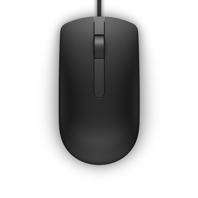 Dell MS116 Wired USB Mouse, 2-Buttons, 1000dpi and Optical Tracking, Ambidextrous Design for PC, Mac and Laptop, Black